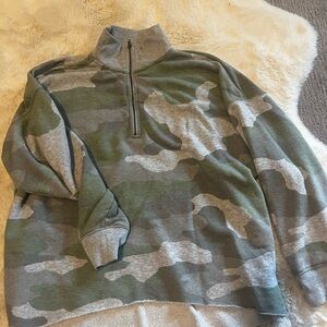 Womens Aerie Camouflage Quarter-Zip Sweater